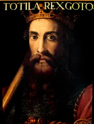 Retrato del rey ostrogodo Totila o Baduila. pintura.