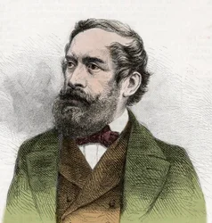 Retrato de Lajos Kossuth (1802-1894), político húngaro - Grabado en "Le Monde Illustré"