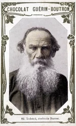 Retrato de Lev Nikolayevich, Conde Tolstoy (León Tolstoy), escritor ruso (1828-1910). Vignette des chocolates Guérin - Boutron