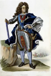 Retrato de Louis Claude Hector Duque de Villars, mariscal de Francia (1653-1734) - en "Le Plutarque français", ed. Langlois, París