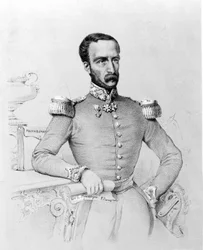 Retrato de Louis Eugène Cavaignac (1802 - 1857), general y político francés. Grabado ca. 1848
