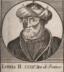 Retrato de Luis II el Tartamudo (846-879), Rey de los Francos - Luis II El Tartamudo (848-879) - grabado de “Instruction sur l