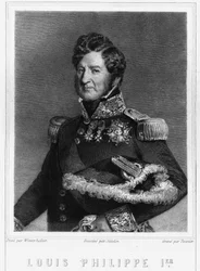 Retrato de Luis Felipe I (1773 - 1850), Rey de Francia - en “Histoire des Français” de Lavallée, grabado, sd