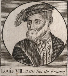 Retrato de Luis VIII (1187-1226) llamado el León, rey de Francia - grabado de “Instruction sur l