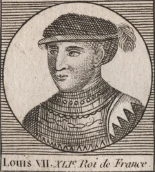 Retrato de Luis VII llamado el Joven (1120-1180), Rey de los Francos de 1137 a 1180 - grabado de “Instruction sur l