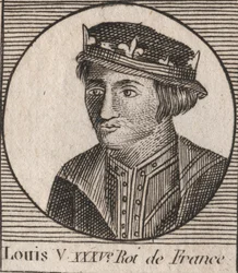 Retrato de Luis V el Holgazán (967-987), Rey de Francia - Luis V el Indolente (967-987) - grabado de Instruction sur l