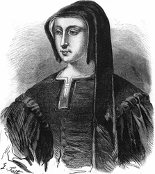 Retrato de Luisa de Saboya (1476-1531), regente de Francia, esposa de Carlos de Valois, Duque de Angulema y madre de Francisco I. Grabado del siglo XIX