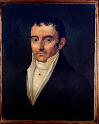 Retrato de Ludovico (Lodovico) Antonio Brizzi (1766-1837) músico italiano Pintura anónima. Siglo XIX. Bolonia, museo cívico bibliográfico