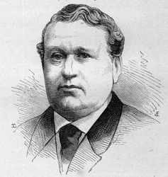 Retrato de M. Thiron, comediante francés, miembro de la Comédie Française de 1852 a 1889. Grabado en 