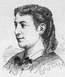 Retrato de Madeleine Brohan (1833-1900), comediante francesa, miembro de la Comédie Française. Grabado en "Le Monde Illustré" n°1168 del 16 de agosto