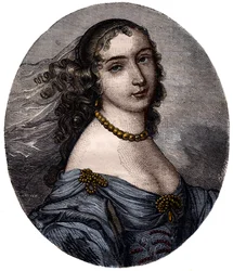 Retrato de Marguerite Hessein, Madame de la Sabliere (1636-1693) Salonniere francesa. Grabado del siglo XIX.