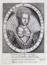 Retrato de Margarita de Valois (1553 - 1615) conocida como Reina Margot. Grabado del siglo XVI. Pau, Museo del Castillo
