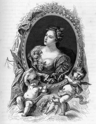 Retrato de Marie-Madeleine de La Vieuville, condesa de Parabere (1693-1750) - Grabado de 1862 en “Las reinas del mundo” por nuestros primeros escritores - Publicado bajo la dirección de JGD Armandaud