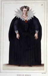 Retrato de María de Médici (1573 - 1642), esposa de Enrique IV y madre de Luis XIII. Grabado de 1830