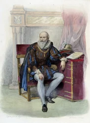 Retrato de Maximiliano de Bethune (1560-1641), Duque de Sully, estadista francés - en “Le Plutarque français” ed. Mennechet, París