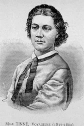 Retrato de Miss Tinné, viajera (1835 - 1869) - grabado siglo XIX