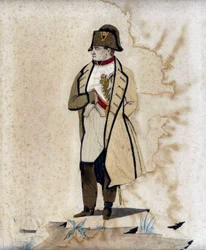 Retrato de Napoleón I (la mano en el vientre) - Grabado con tela