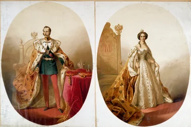 Retrato de Nicolás I (1796-1855), emperador de Rusia y su esposa Alexandra Feodorovna