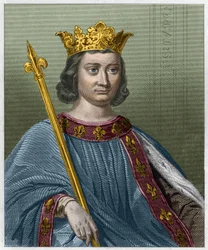 Retrato de Felipe IV llamado el Hermoso, Rey de Francia - en “Histoire des Francais” de Lavallee, grabado