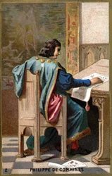 Retrato de Philippe de Commines (Comynes o Comines) (1447-1511). Cromolitografía del siglo XIX