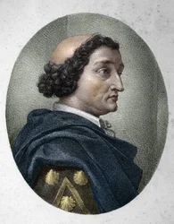 Retrato de Philippe de Commines (Comynes o Comines) (1447-1511), cronista francés. Grabado del siglo XIX