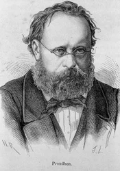 Retrato de Pierre Joseph Proudhon (1809 - 1865) socialista francés - en "L