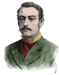Retrato de Pierre Waldeck Rousseau, estadista francés - grabado 1883