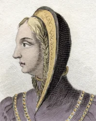 Retrato de la Reina Isabel de Castilla (Isabel I la Católica) (1451-1504). Grabado del siglo XIX