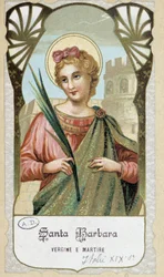 Retrato de “Santa Bárbara virgen y mártir”, imagen piadosa italiana