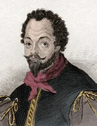 Retrato de Sir Francis Drake (1540-1596), corsario y navegante inglés. Grabado del siglo XIX.