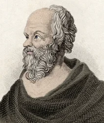 Retrato de Sócrates (470-399 a. C.), filósofo griego. Grabado del siglo XIX.