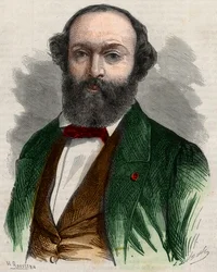 Retrato de Theodore Rousseau (1812-1867), pintor francés. Grabado en “The Illustrous Universe”.
