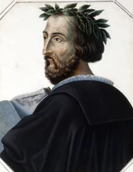 Retrato de Torquato Tasso, conocido como el Manso (1544 - 1595), poeta italiano. Grabado de principios del siglo XIX.