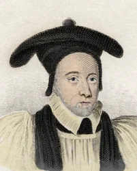 Retrato de William Juxon (1582-1663), eclesiástico inglés y arcaico de Canterbury. Grabado del siglo XIX