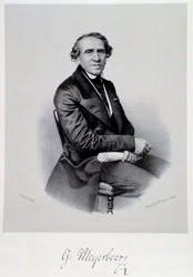 Retrato del compositor de ópera alemán Giacomo Meyerbeer (1791-1864) Grabado. Siglo XIX. Bolonia, museo cívico musical