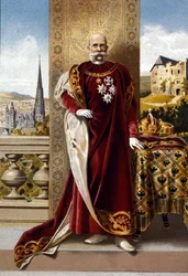 Retrato del emperador de Austria Francisco José I (1830 - 1916). Cromolitografía de finales del siglo XIX.