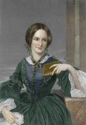 Retrato de la novelista inglesa Charlotte Bronte (1816-1855) (Portrait of english writer Charlotte Bronte) Grabado Siglo XIX Colección particular