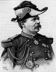 Retrato del general francés François Perrier (1833-1888). Grabado en “La Nature: revue des sciences et de leurs applications aux arts et a l