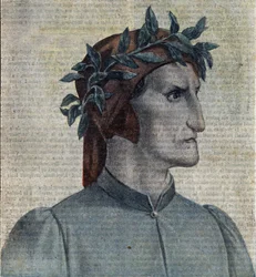 Retrato del poeta italiano Dante Alighieri (1265-1321) (Poeta italiano Dante Alighieri) Ilustración de "Le pelerin" mayo de 1921 Colección particular
