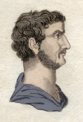 Retrato del emperador romano Adriano (Publius Aelius Hadrianus) (76-138 d.C.) Grabado del siglo XIX.