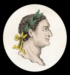 Retrato del emperador romano Tito (39-81). (Titus Flavius Sabinus Vespasianus). Grabado del siglo XIX.