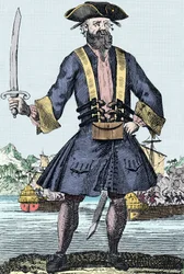 Retrato del pirata Edward Teach, llamado Barbenoire (Blackbeard)