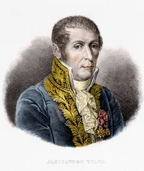 Retrato de Alessandro Volta, físico italiano, inventor de la batería eléctrica