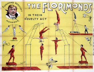 Cartel para el espectáculo de Florimonds, trapecistas