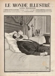El presidente de la República Sadi Carnot (1837-1894) en su lecho de muerte; en un contexto de agitación sindical y anarquista, fue asesinado el 24 de junio en la exposición de Lyon por Sante Caserio (1873-1894) y murió después. Grabado en “Le Monde