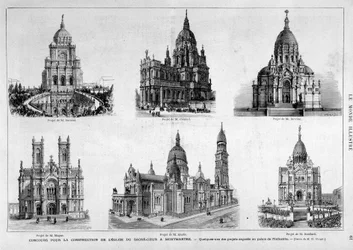 Proyectos para el concurso de la iglesia del Sacré Coeur en Montmartre - en “El Mundo Ilustre” del 25/07/1874