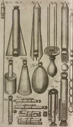 Cohetes e instrumentos pirotécnicos, grabado de Grand Art d