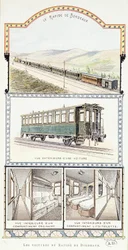 Ferrocarriles de Orléans: vistas exteriores e interiores de los coches rápidos de Burdeos