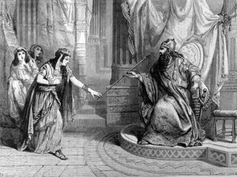 Representación de Ester ante el cetro del Rey Asuero I (Jerjes I)