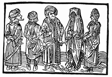 Representación de sarracenos, xilografía del siglo XV